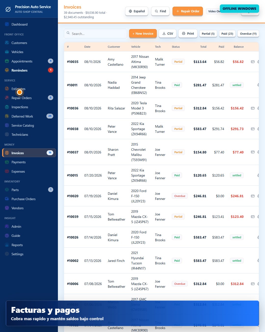 Invoices screenshot